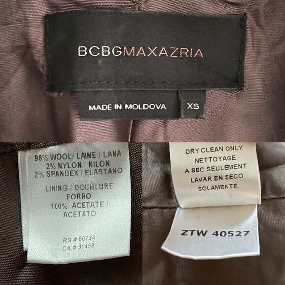 Bcbgmaxazria Wool Tie Front Cropped Blazer Brown XS - Picture 9 of 9